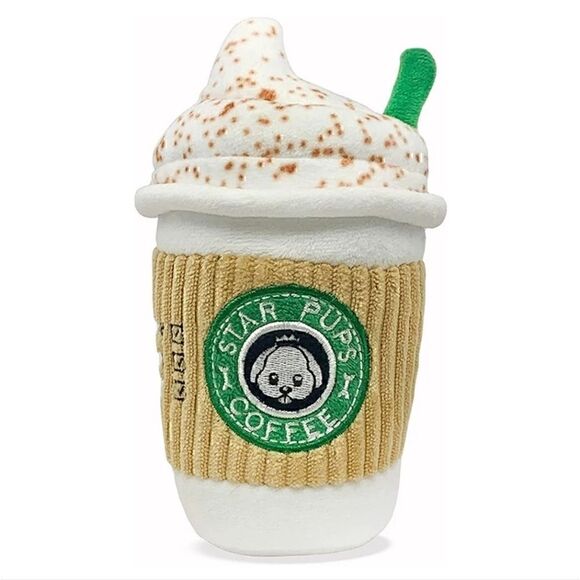 Dog Toy Coffee Cup Star Pups Posh Puppy Plush with Squeaker Dog Mom approved NWT - Picture 1 of 4